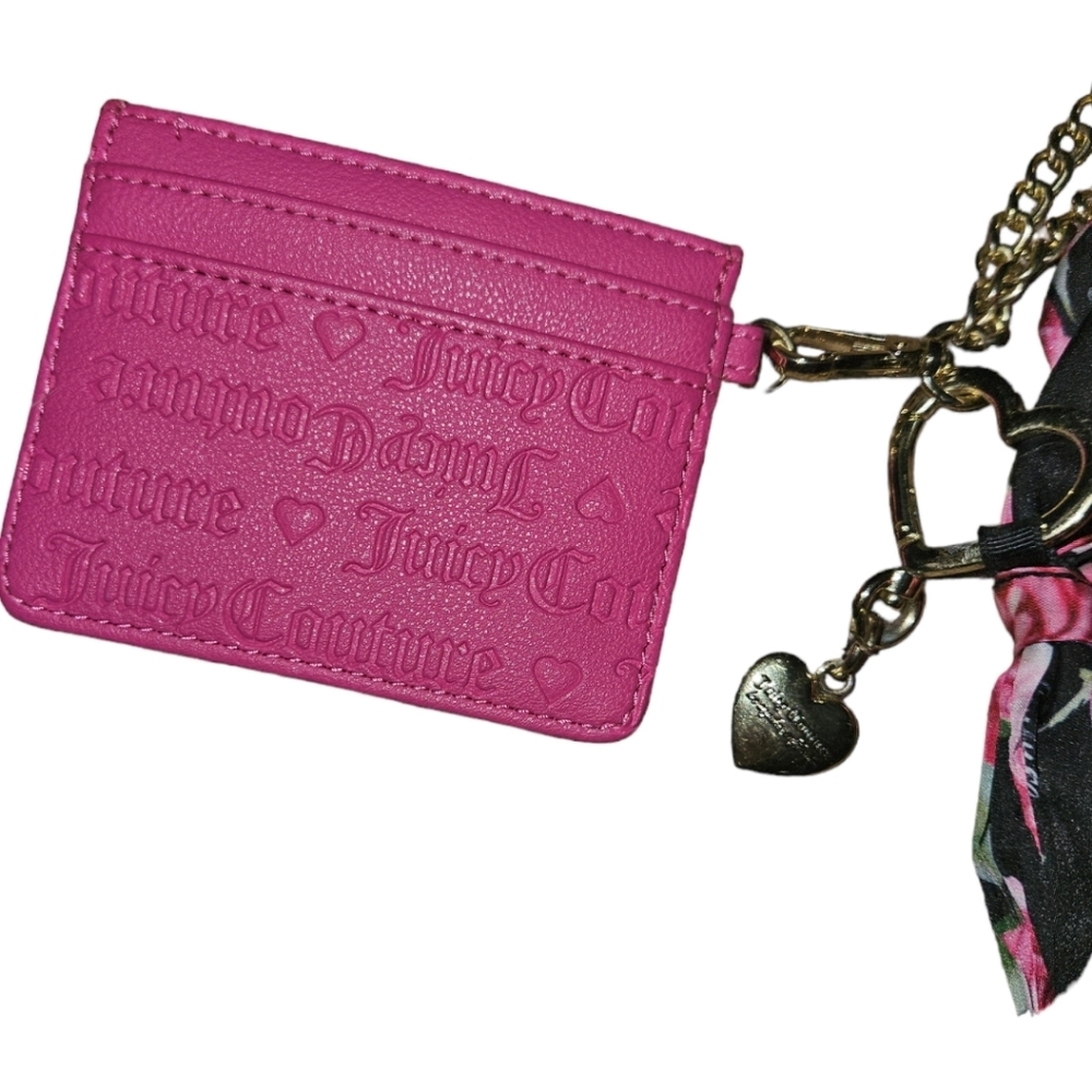 Juicy Couture Card Holder W/ Ribbon & Keychain - Picture 3 of 3